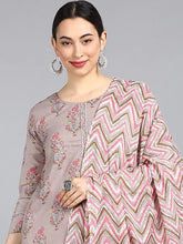 Cotton Blend Printed Kurta Pant Dupatta-VKSKD1134E